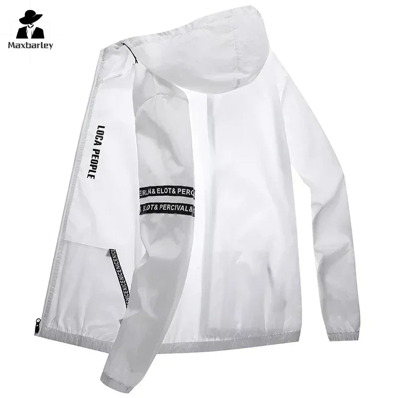 Summer Sun Protection Clothing Men's Casual Waterproof Quick-drying Bicycle Hooded Jacket Plus Size Hiking Thin Skin windbreaker