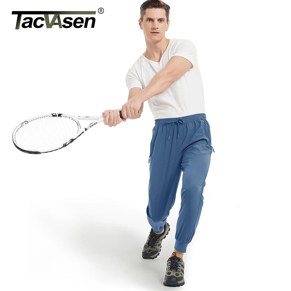 TACVASEN Summer Quick Dry Hiking Pants Mens Casual Zipper Pockets Sports Training Pants Outdoor Jogger Running Gym Work Trousers