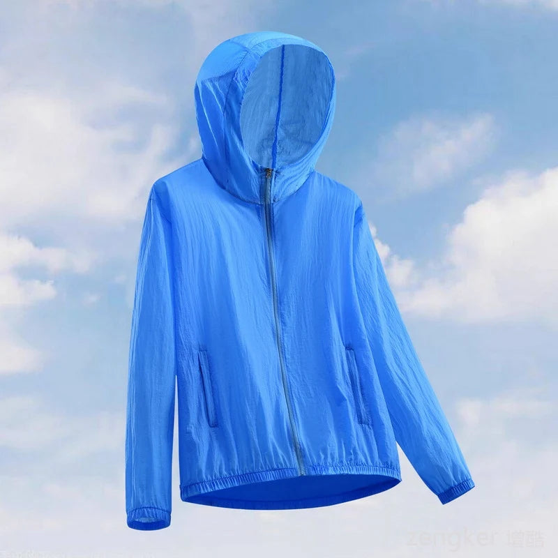 11XL Sunscreen Coat Fatty Summer New Big Size Men's Outdoor Leisure Breathable Hooded Coat 170kg 10XL