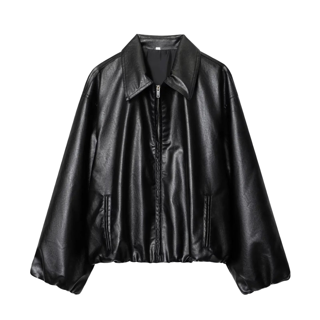 TFMLN Autumn New Style Imitation Women Leather Pilot Jacket Female New Arrival Casual Outerwear for Ladies Leather Coat