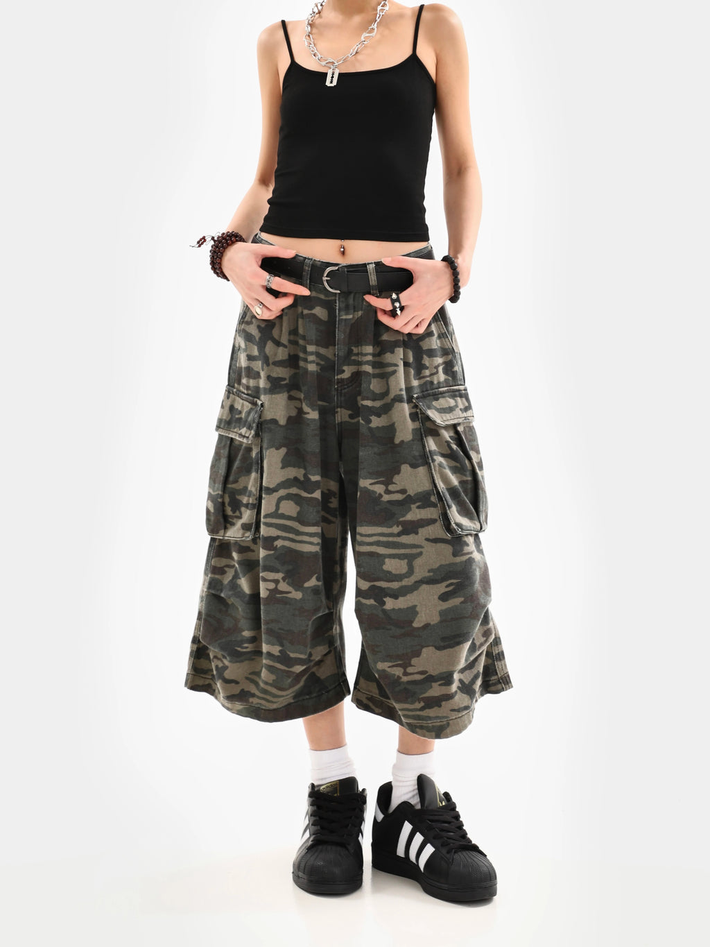 Summer Women's Camouflage Unisex Loose Capris Street Style Cargo Shorts Young Girl Casual Bottom Female Calf-length Pants