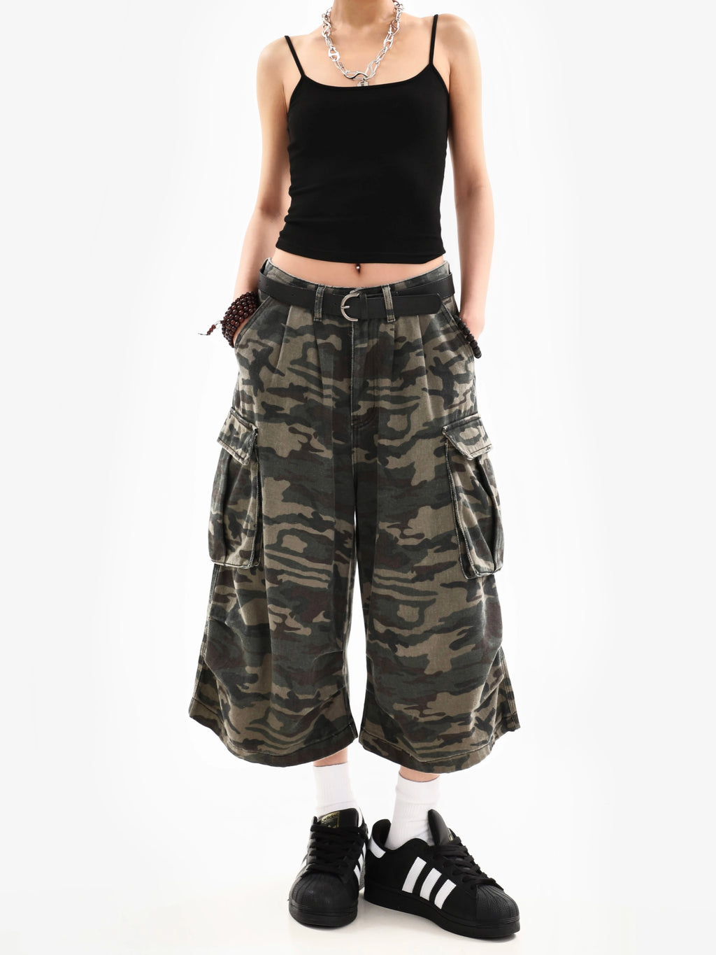 Summer Women's Camouflage Unisex Loose Capris Street Style Cargo Shorts Young Girl Casual Bottom Female Calf-length Pants