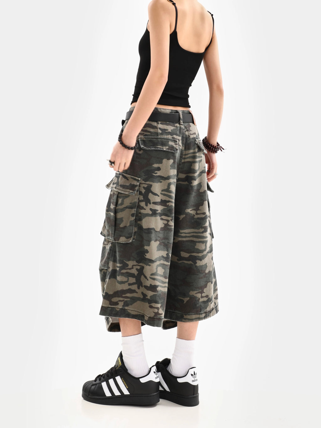 Summer Women's Camouflage Unisex Loose Capris Street Style Cargo Shorts Young Girl Casual Bottom Female Calf-length Pants