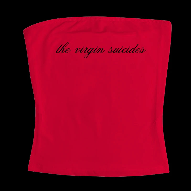 Gothic Tube Top Fairycore Sexy Sleeveless Punk Letter Print 90s Grunge Tank Top Y2k Clothes Vintage Streetwear Women's Baby Tee