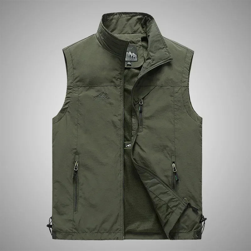 Autumn Men Waistcoat Outdoor Leisure Solid Sleeveless Jacket Young Middle-aged Photography Fishing Casual Vest Male summer