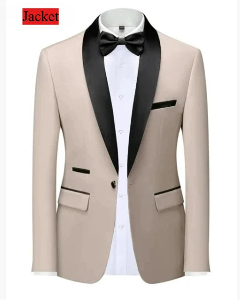 Men Formal Slim Fit Tuxedo Prom Suit Male Groom Wedding Blazers High Quality Groomsman Luxury Dress Business Banquet Party Suit