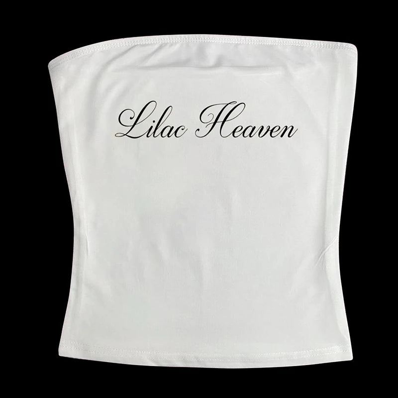 Gothic Tube Top Fairycore Sexy Sleeveless Punk Letter Print 90s Grunge Tank Top Y2k Clothes Vintage Streetwear Women's Baby Tee