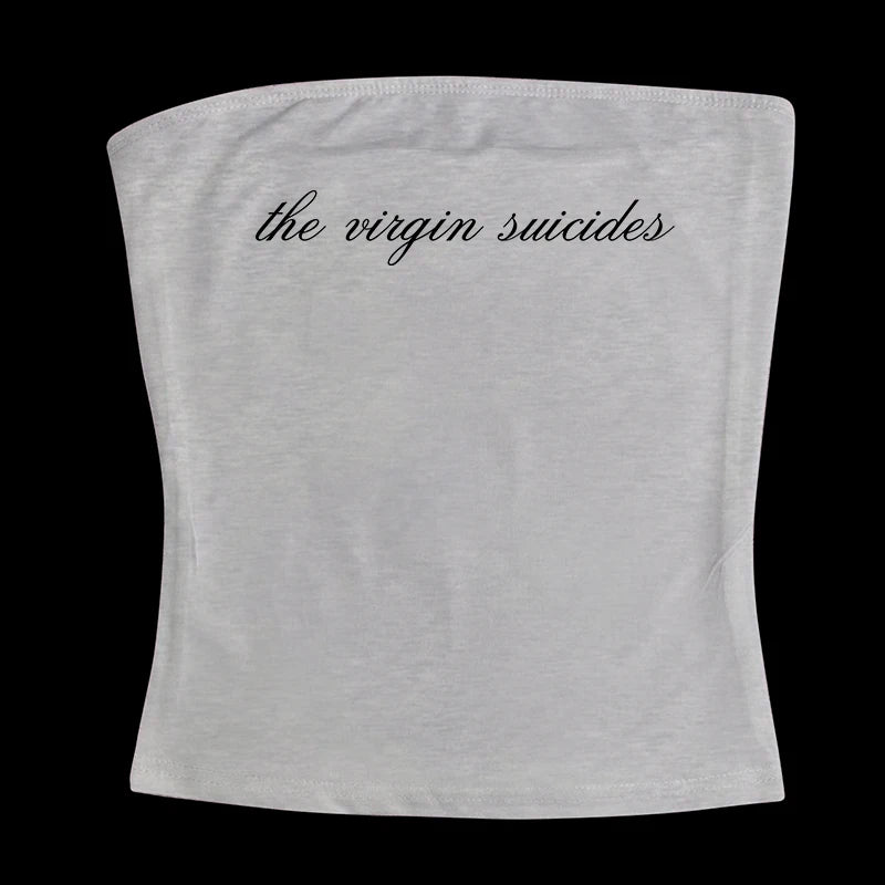 Gothic Tube Top Fairycore Sexy Sleeveless Punk Letter Print 90s Grunge Tank Top Y2k Clothes Vintage Streetwear Women's Baby Tee