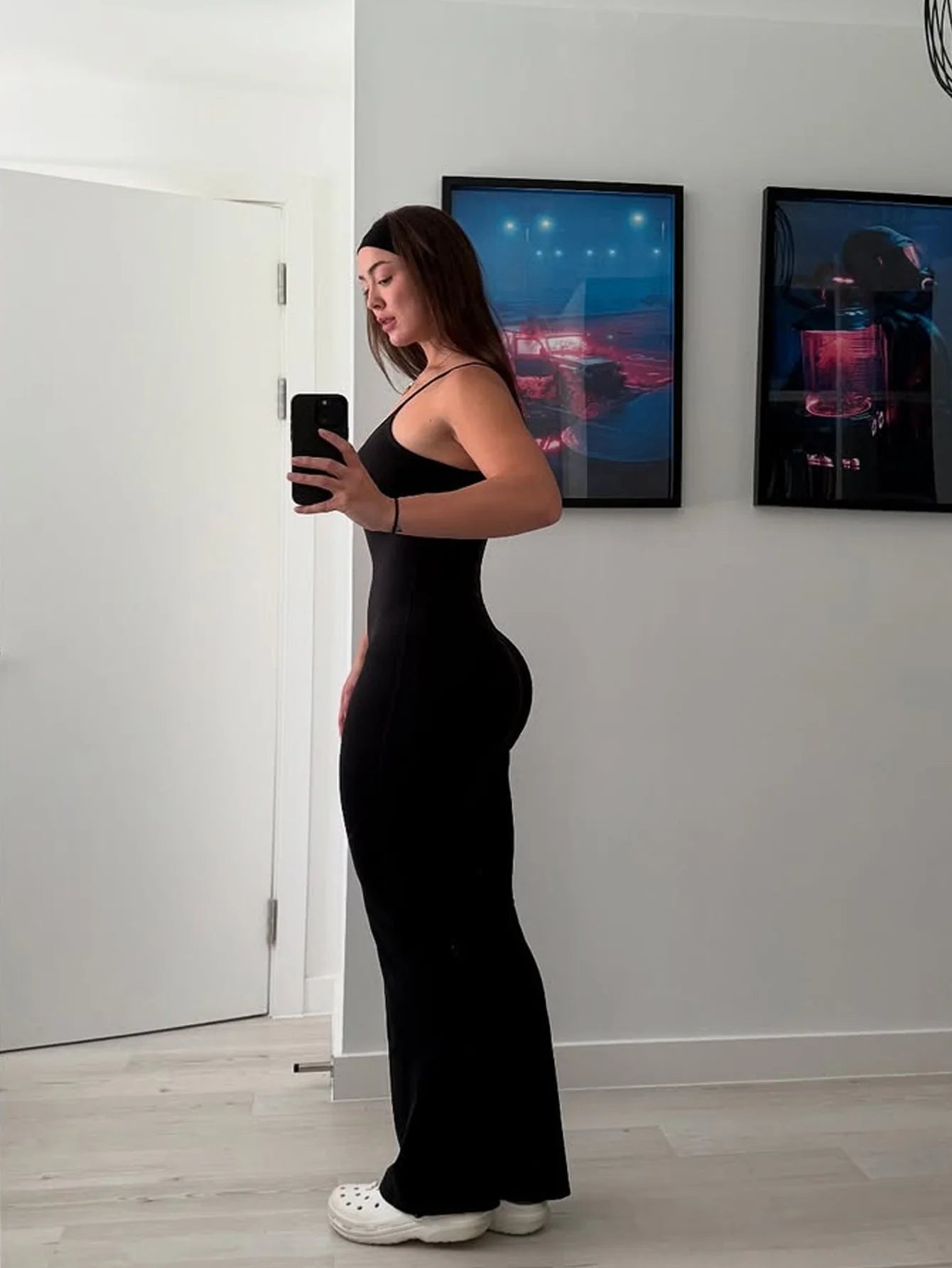 Women's Breathable Sexy One-Piece Jumpsuit, Slim Fit Outdoor Sports Wear, Spring Summer Plain Color Bodysuit, Casual Fashion