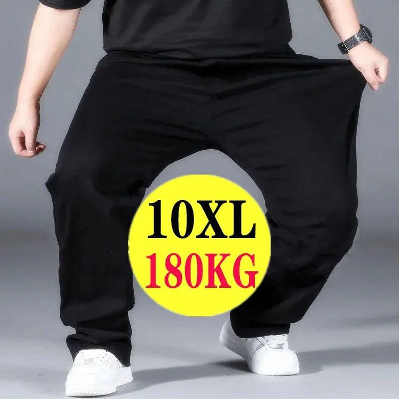 Men's 3XL-10XL Stretch Baggy Jogger Pants Elastic Waist Quick-Dry Streetwear Black Sweatpants Plus Size Casual Pants Relaxed Fit