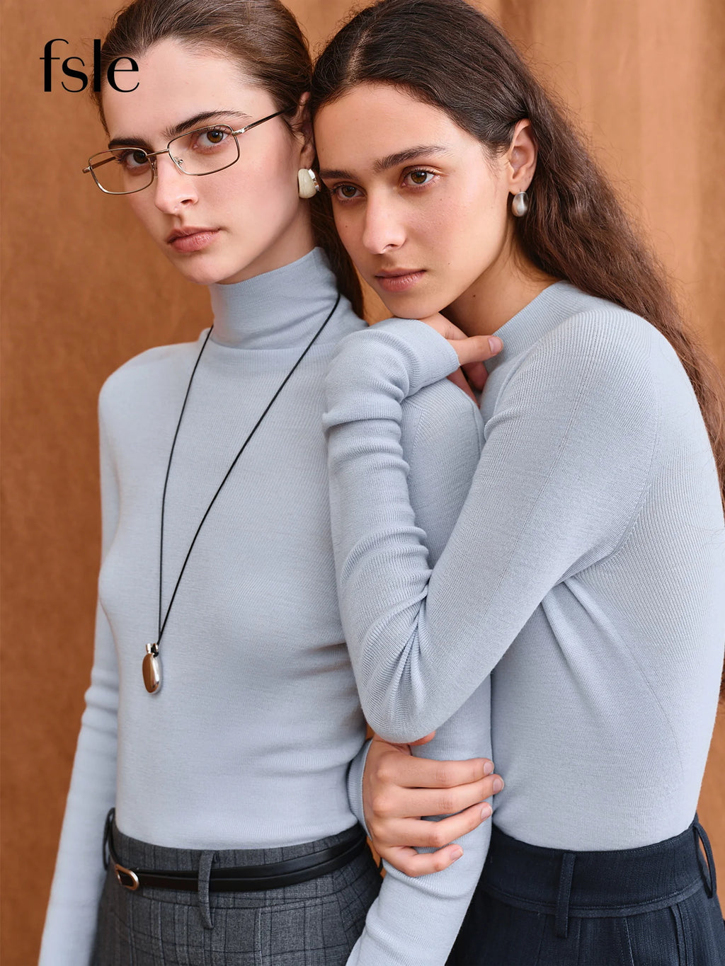 FSLE【Premium Series】German Biella Wool Autumn Super Fine Washable Seamless One-Piece Mock Neck Thermal Base Layer Shirt Women