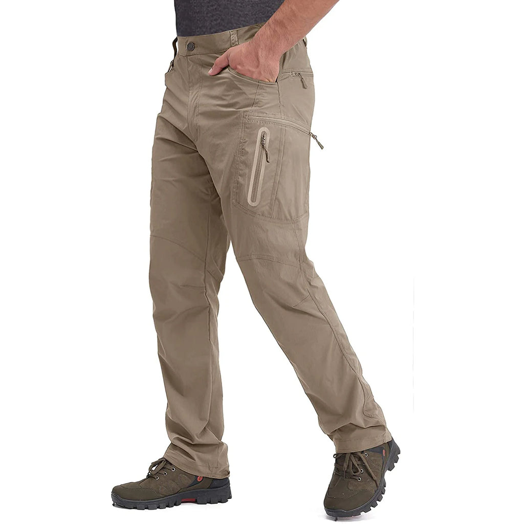 TACVASEN Summer Lightweight Trousers Mens Fishing Pants Outdoor Hiking Nylon Quick Dry Pockets Cargo Pants Casual Work Trousers