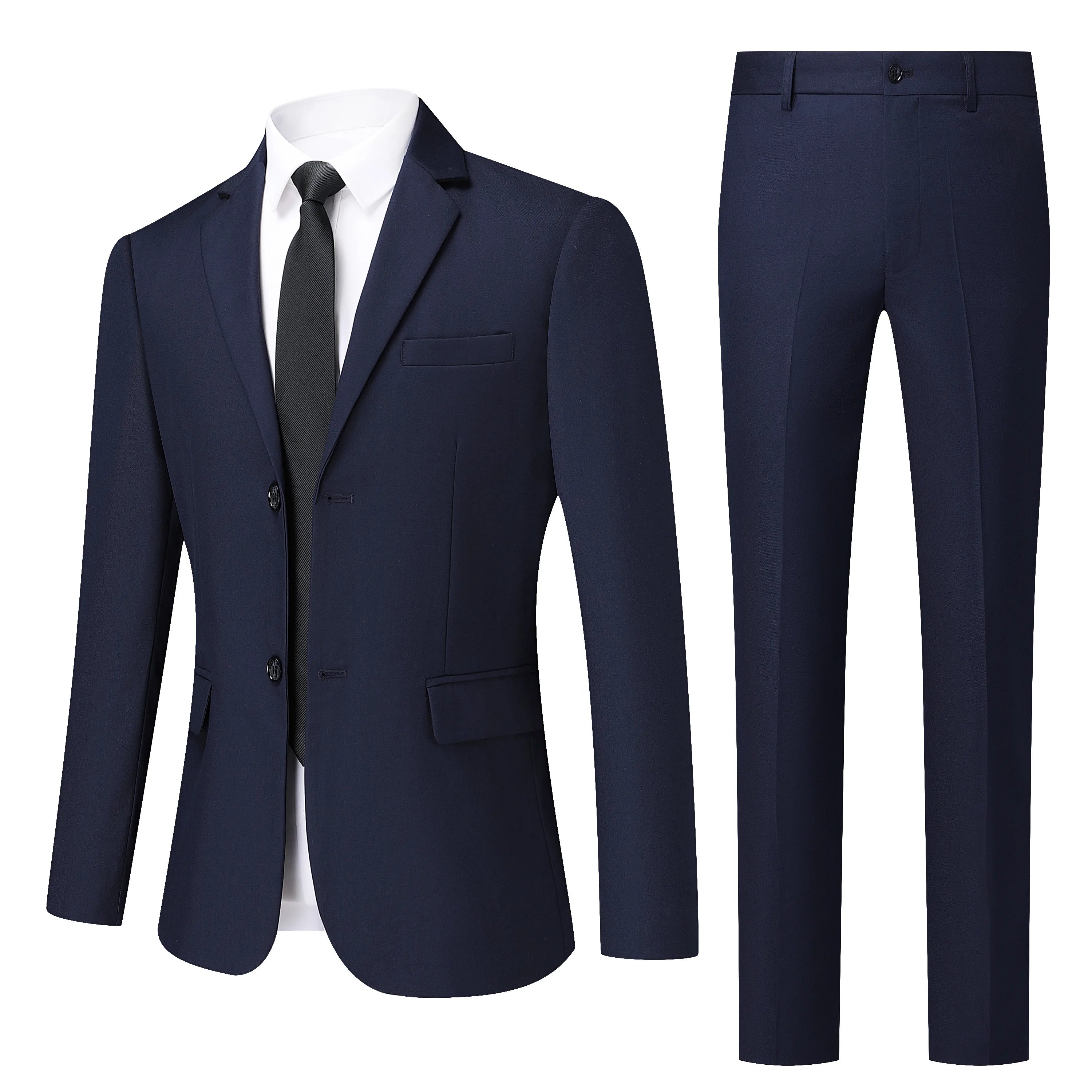 Men's White High-End Suit Two-Piece Suit Four Seasons Business Formal Wear Anti-Wrinkle Non-Stick Wool Suit Workplace Work Cloth