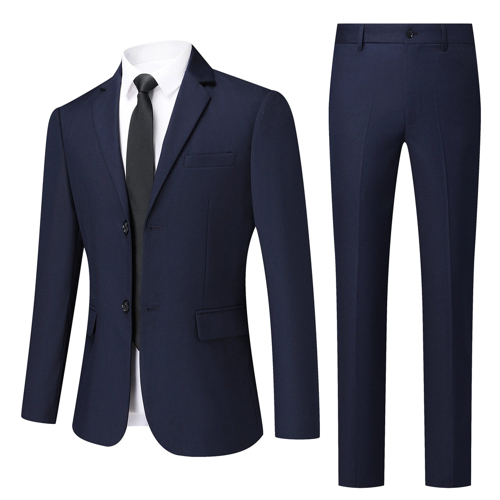 Men's White High-End Suit Two-Piece Suit Four Seasons Business Formal Wear Anti-Wrinkle Non-Stick Wool Suit Workplace Work Cloth