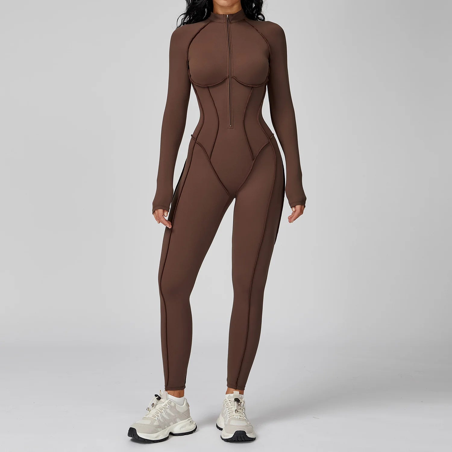 Yoga Bodysuit Long Sleeved Women's Tracksuits Gym Zipper Jumpsuits Sports Workout High-intensity Fitness One-piece Tights Suit