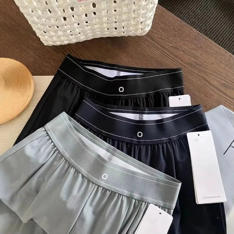 New Elastic High Waist Casual Sports Pants Solid Color American Style Pants 2025 Fashion High Street Summer Straight Trousers