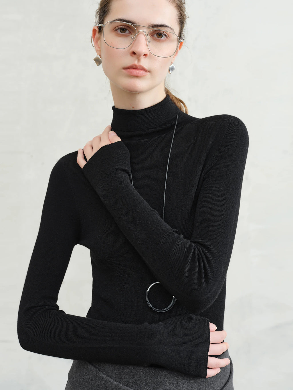 FSLE【Premium Series】German Biella Wool Autumn Super Fine Washable Seamless One-Piece Mock Neck Thermal Base Layer Shirt Women