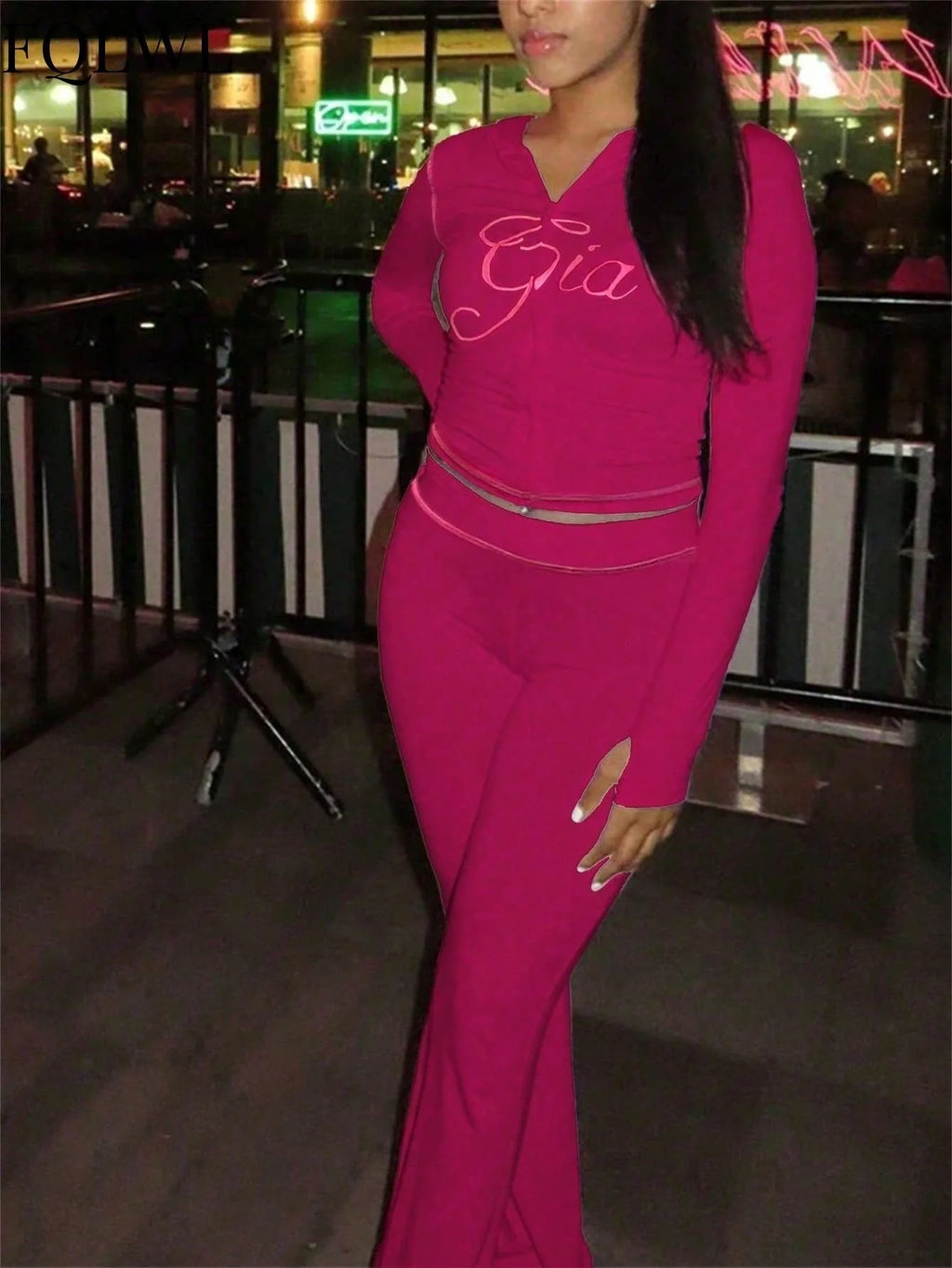 Spring And Autumn Print 2 Pieces Set Causal Street Outfits Women Y2K Fashion Long Sleeve Zip Hooded Crop Tops