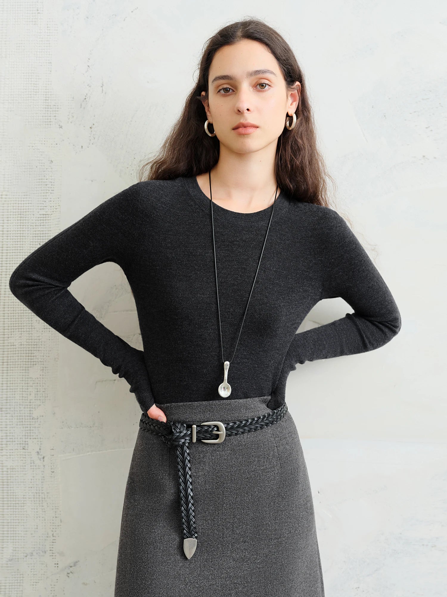 FSLE【Premium Series】German Biella Wool Autumn Super Fine Washable Seamless One-Piece Mock Neck Thermal Base Layer Shirt Women