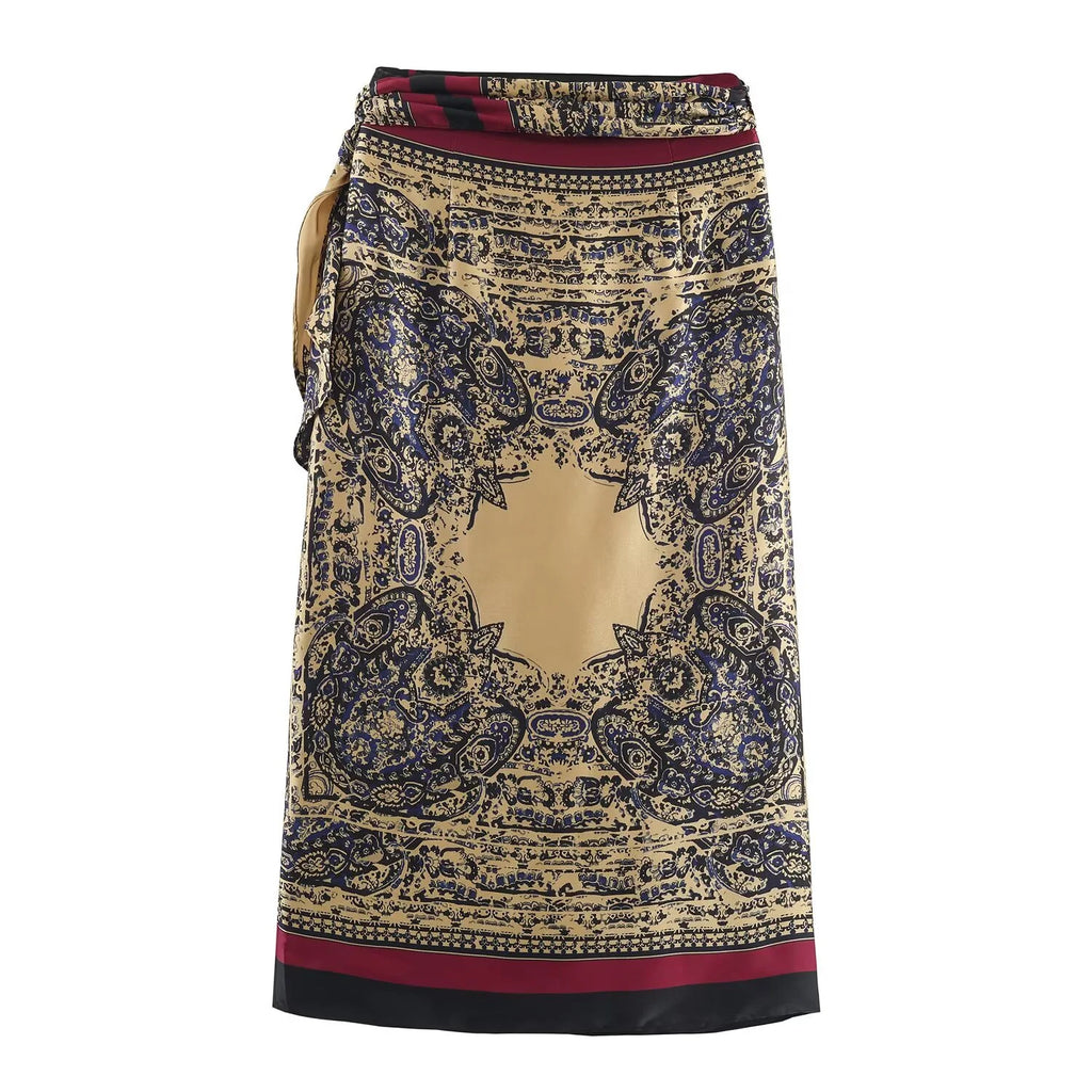 2025 autumn new women's clothing casual fashion versatile elegant temperament vacation style paisley wrapped skirt