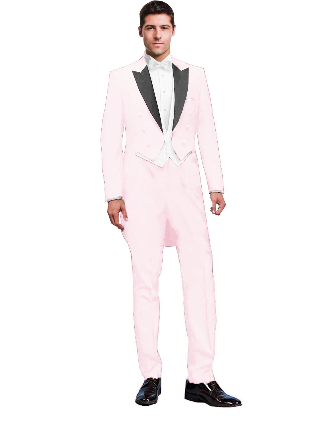 3 Piece Solid Men Suit Wedding Groom Tuxedo Long Blazer Best Man Formal Prom Male Suit Fashion Costume Homme (Jacket+Vest+Pants)