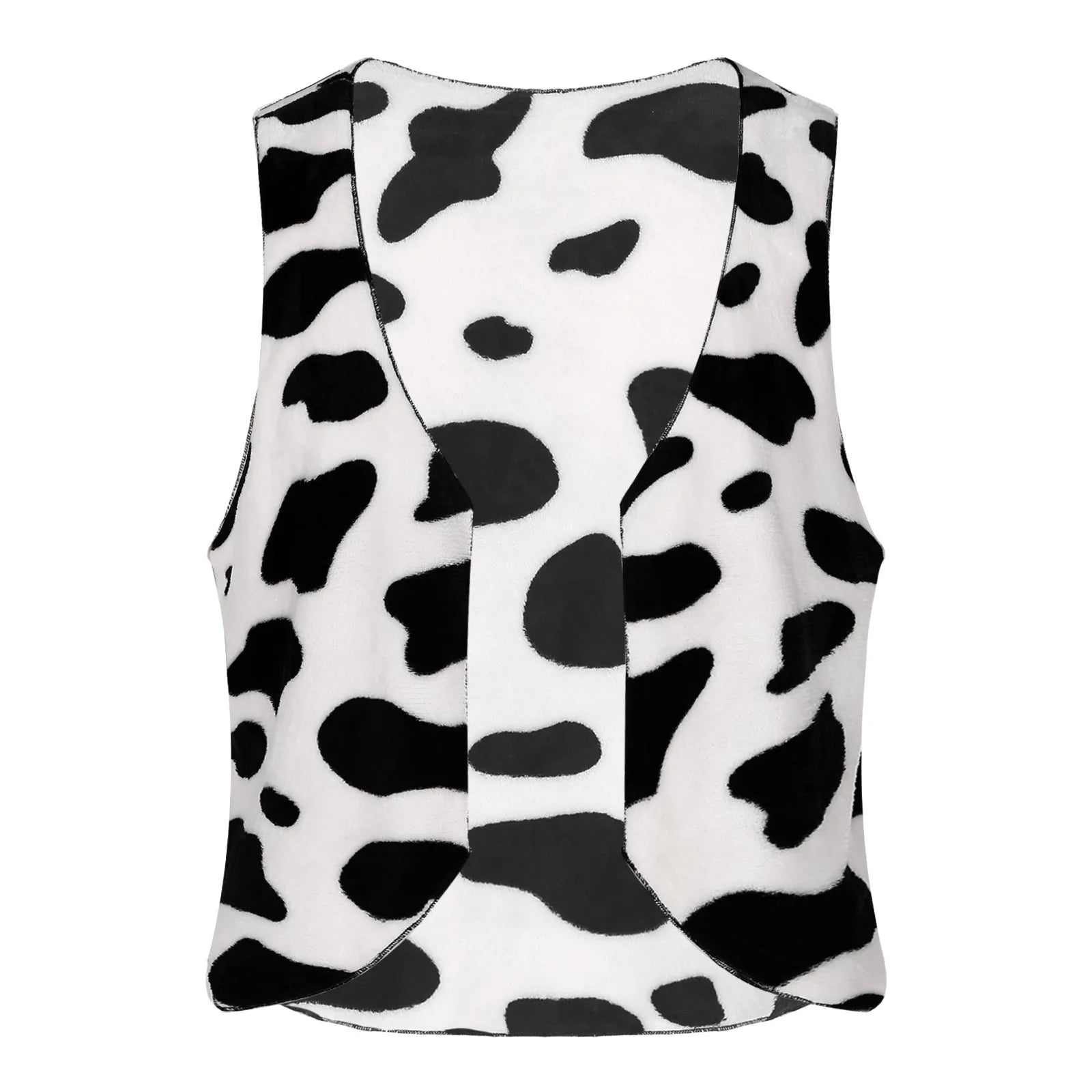 Men's Cow Print Vest Halloween Festival Cosplay Party Fancy Dress Up Sleeveless Open Front Waistcoat Vintage Hippie Costume Vest